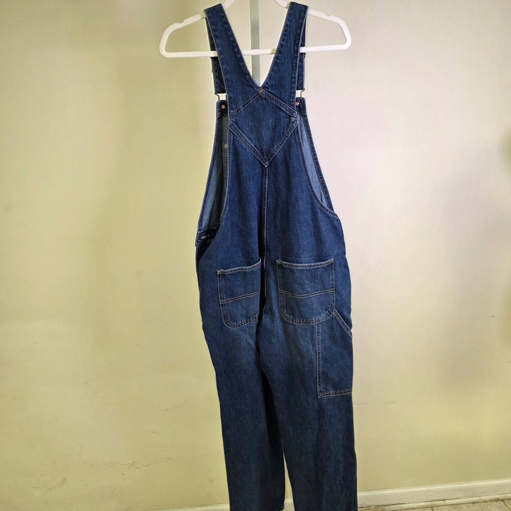 Old Navy Denim Overalls Dark Wash Carpenter Blue Womens 12 Excellent - Picture 3 of 4